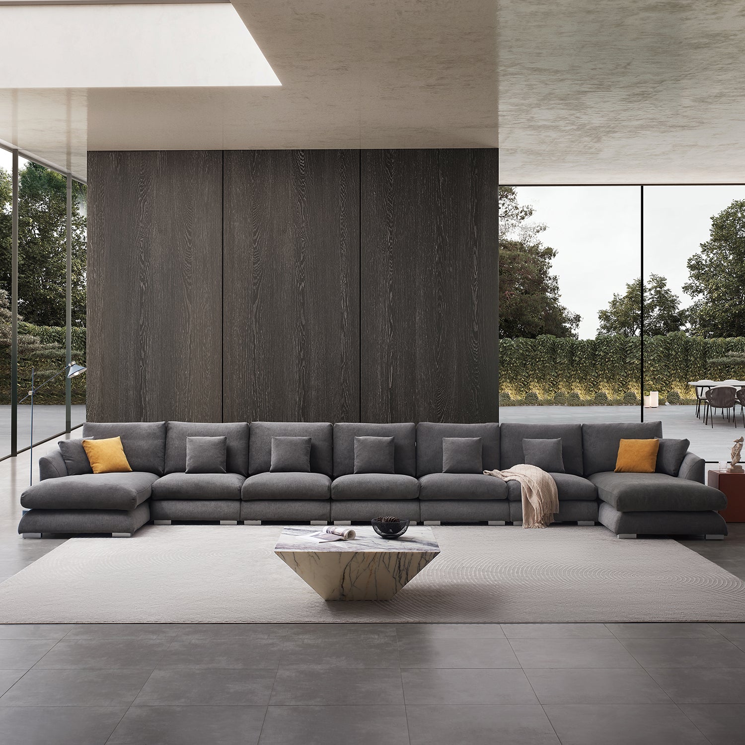 Feathers U Sectional 230 inch Grey