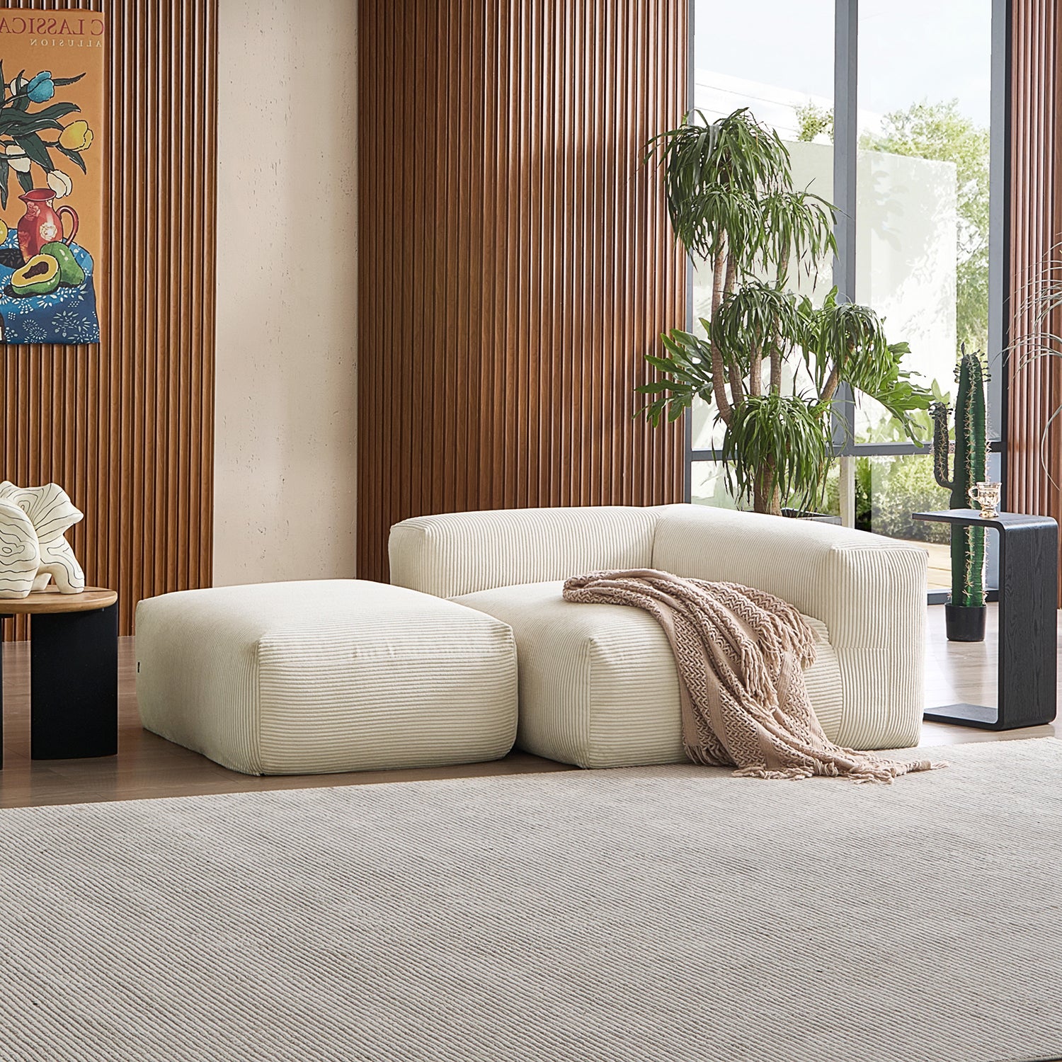 Mellow Half-Closed Sectional with Ottoman