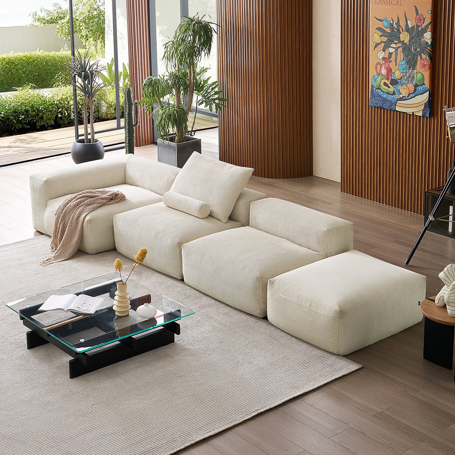 Mellow Half-Closed Sectional with Ottoman
