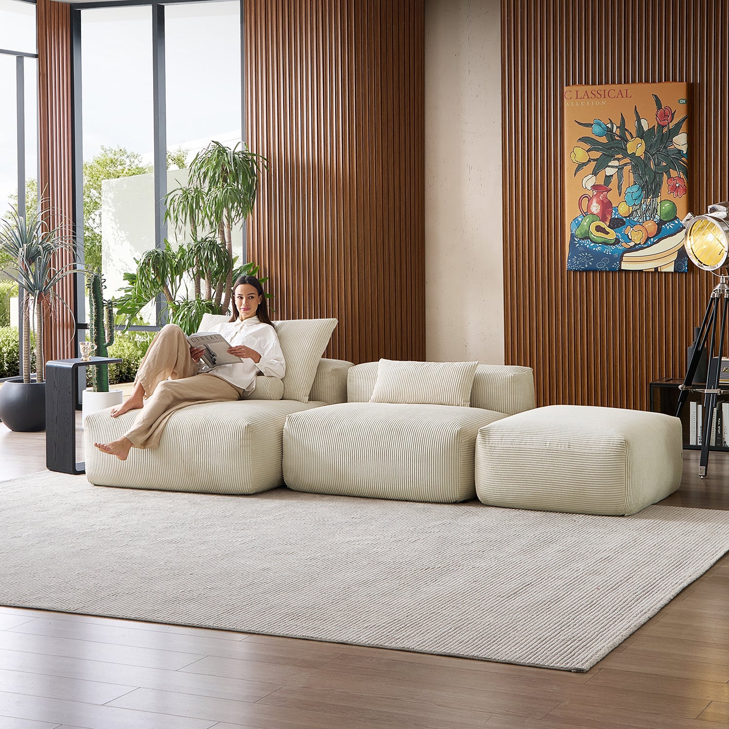 Mellow Open Sectional with Ottoman - Mario Capasa