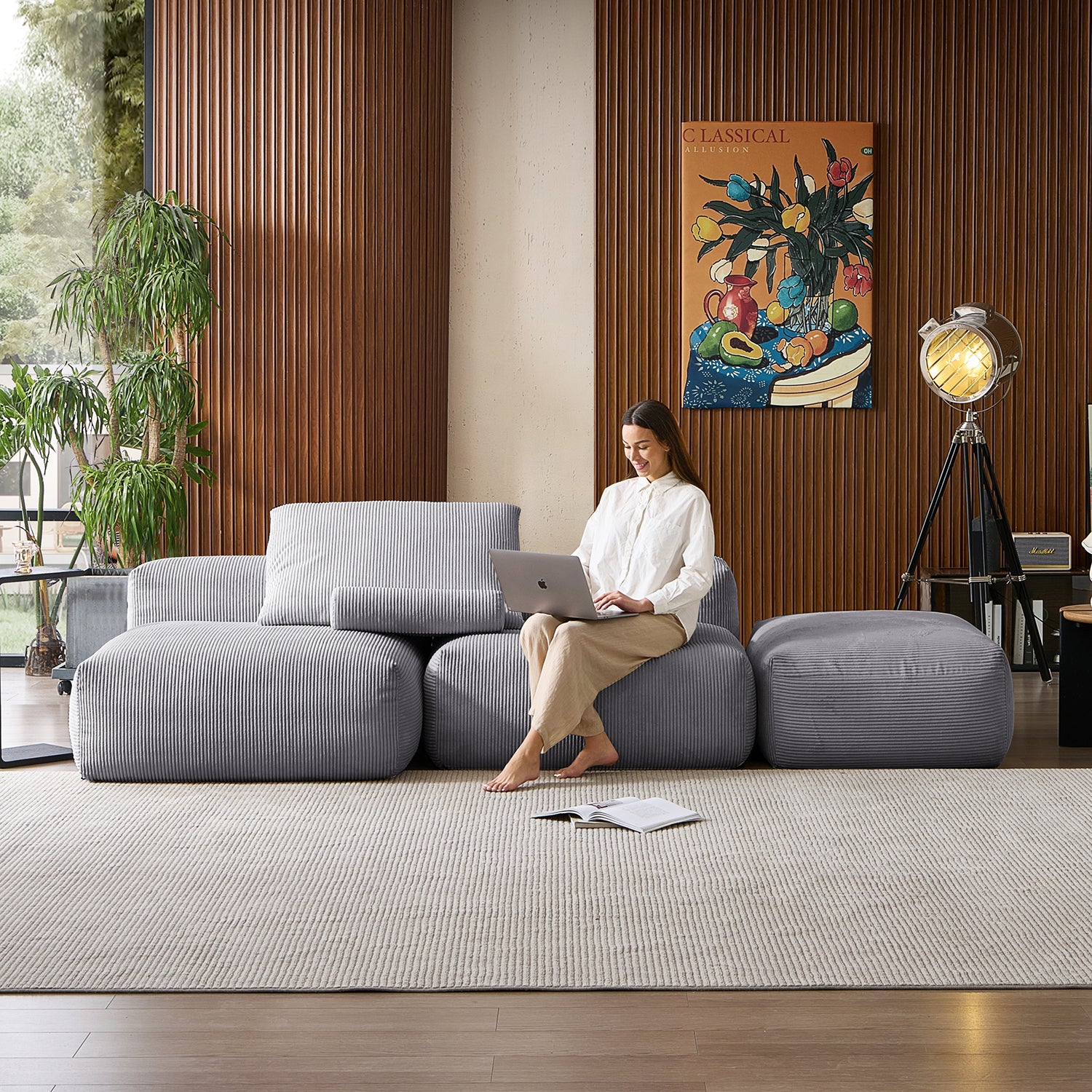 Mellow Open Sectional with Ottoman - Mario Capasa