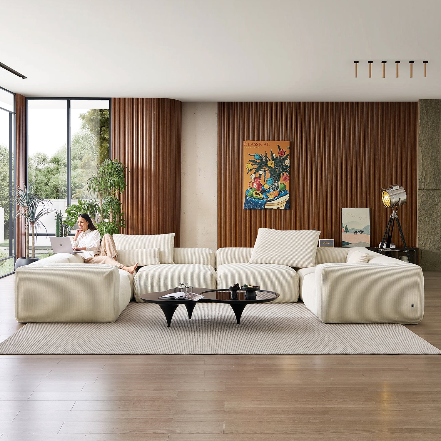 Mellow Extra Deep Closed U Sectional - Mario Capasa
