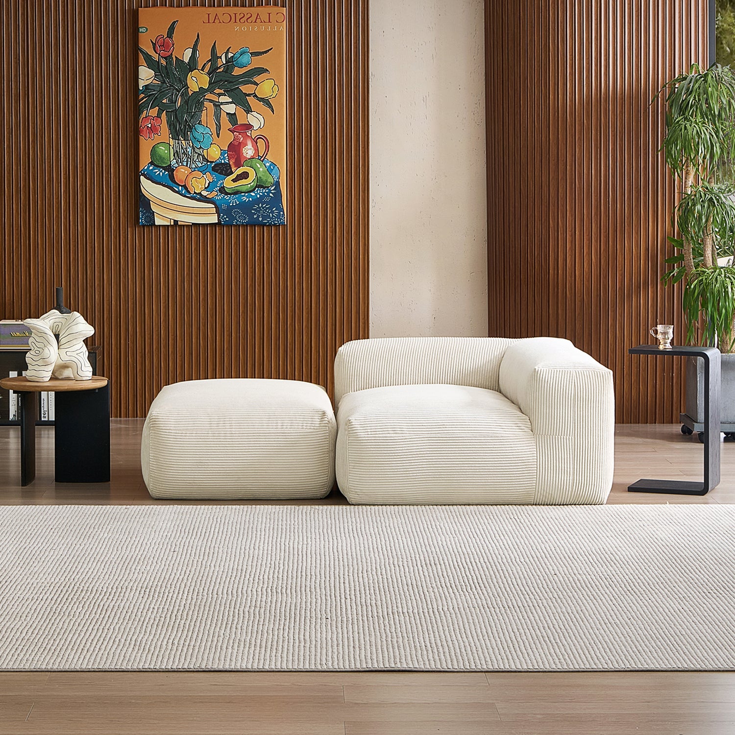 Mellow Half-Closed Sectional with Ottoman