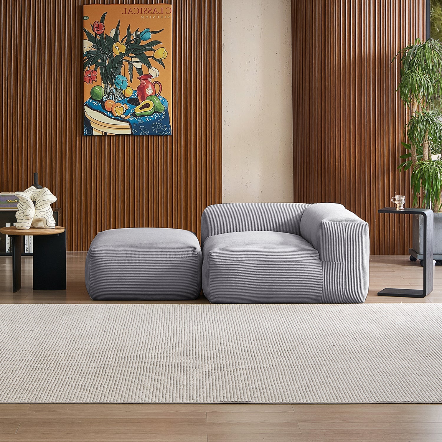 Mellow Half-Closed Sectional with Ottoman