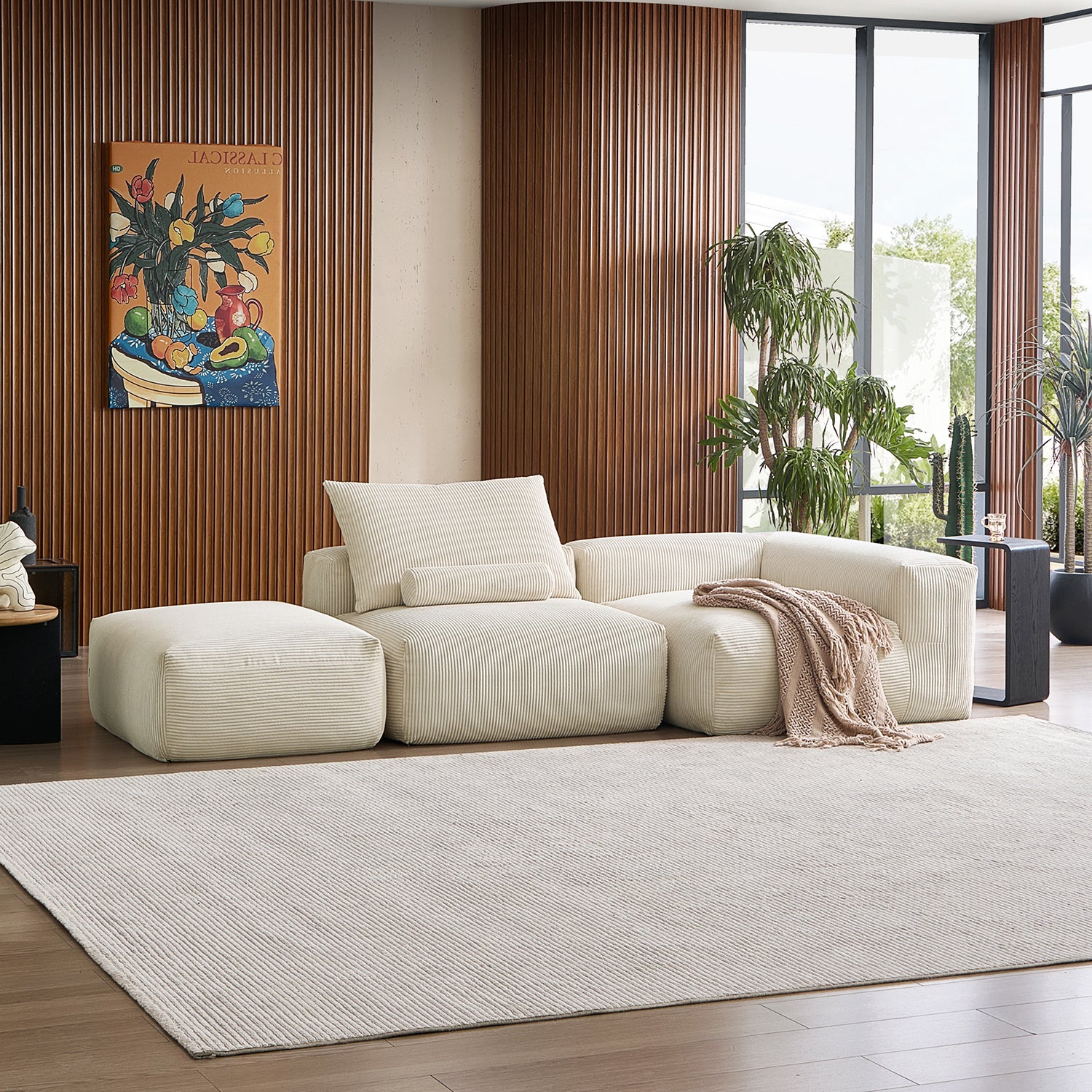 Mellow Half-Closed Sectional with Ottoman