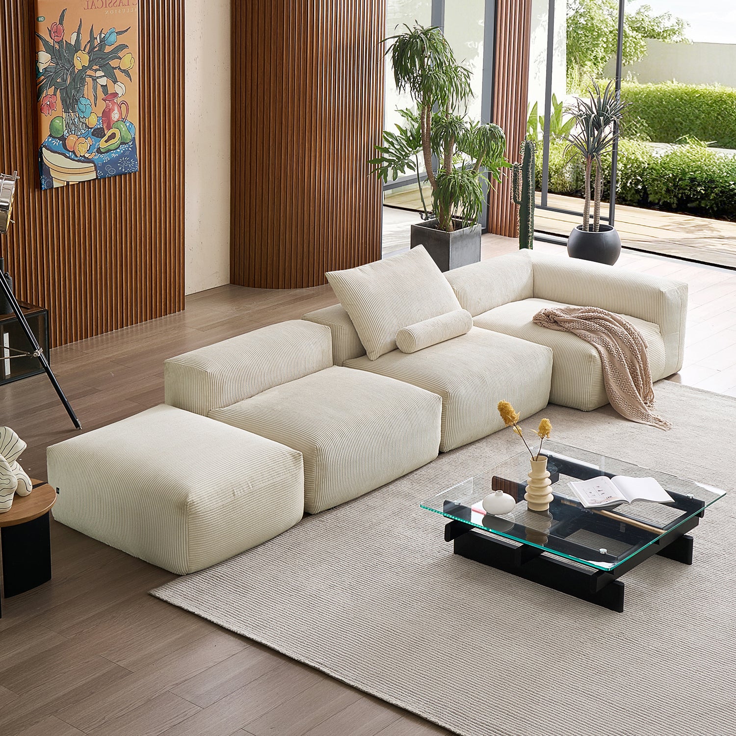 Mellow Half-Closed Sectional with Ottoman