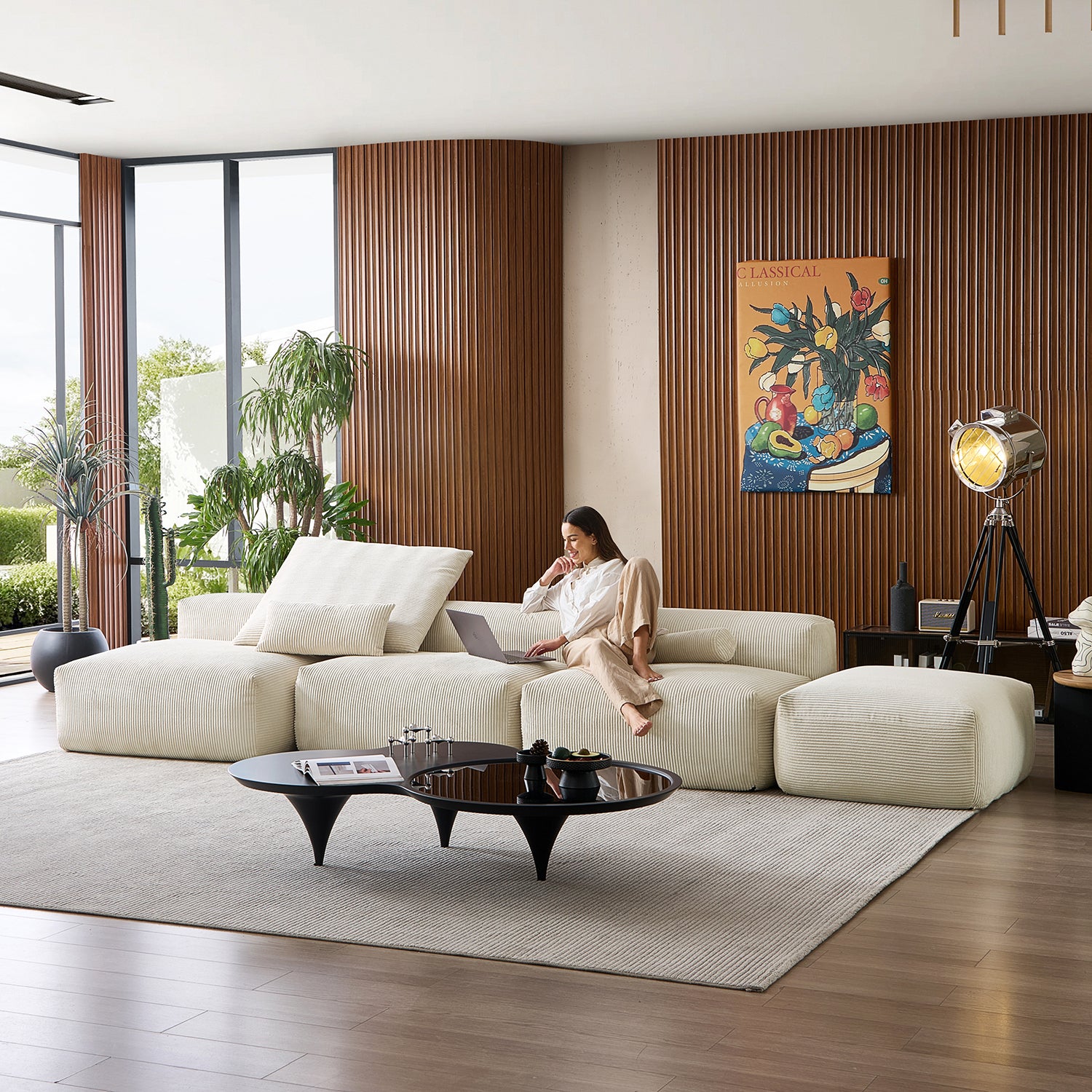 Mellow Open Sectional with Ottoman - Mario Capasa