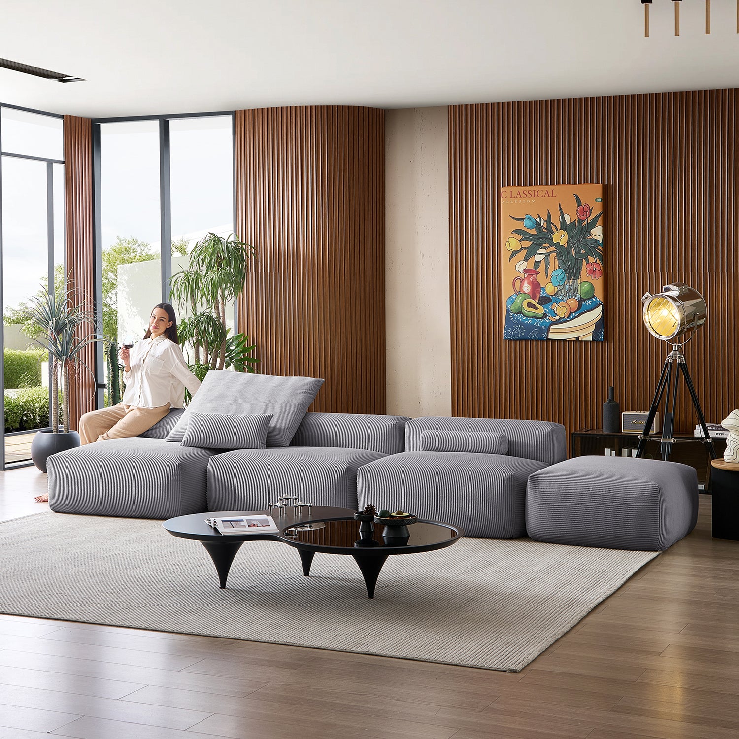 Mellow Open Sectional with Ottoman - Mario Capasa